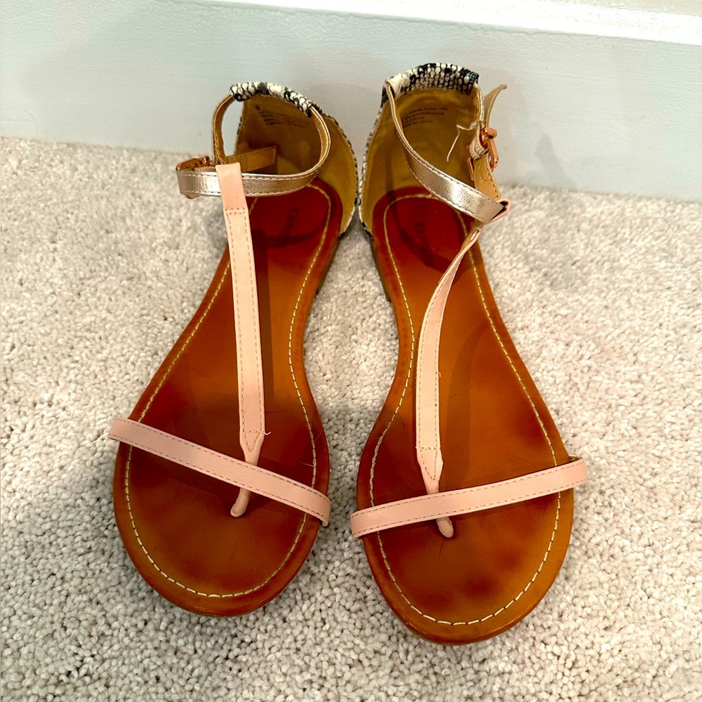 Pink and snakeskin pattern sandals
